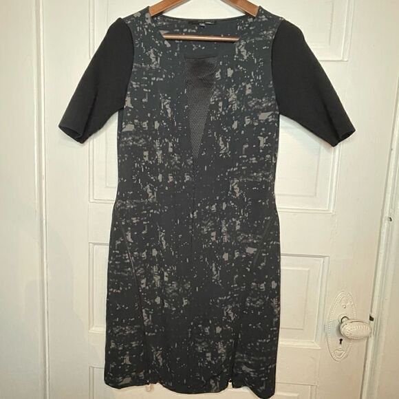 Ellie Tahari Sexy Body Hugging Dress w/ Functional Zippers & Net V Neck - Picture 2 of 12